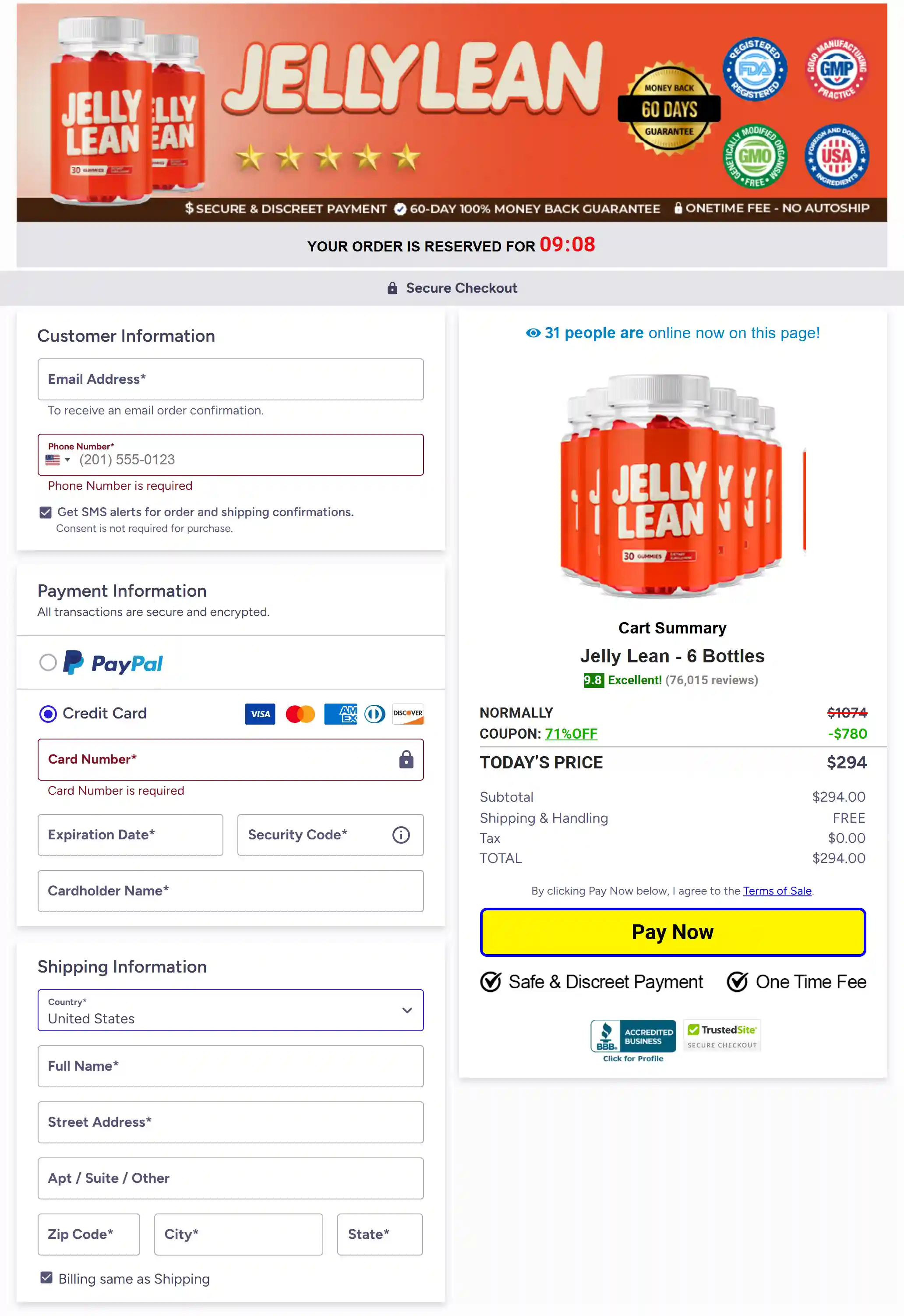 secure checkout page
