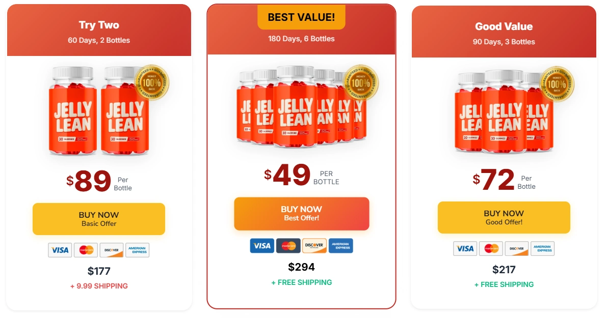 Jelly Lean gummies weight loss supplement packages and pricing deals